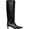 Staud Solid Leather Knee-high Boots In Black