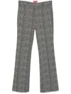 Staud Black/white Kat Herringbone Pattern Bootcut Trousers