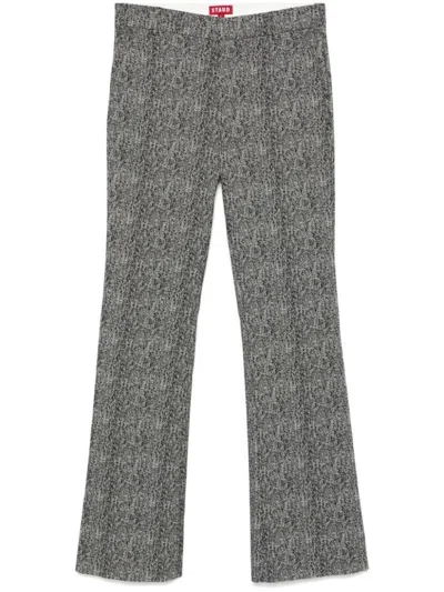 Staud Black/white Kat Herringbone Pattern Bootcut Trousers
