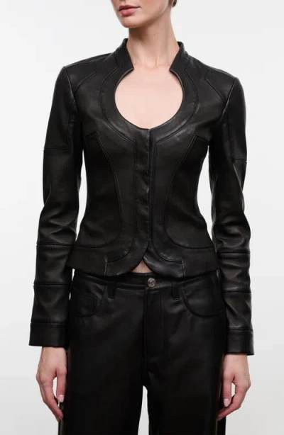 Staud Blair Leather Jacket In Black