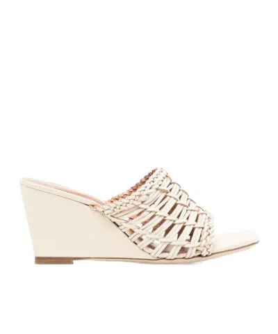 Staud Blair Wonven-design Wedge Sandals In White