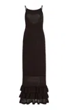 Staud Bliss Ruffled Pointelle-knit Maxi Dress