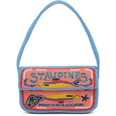 Staud Blue & Pink Tommy Beaded Bag