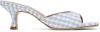 Staud Blue & White Brigitte Mule Heeled Sandals In Skmc Sky Micro Check