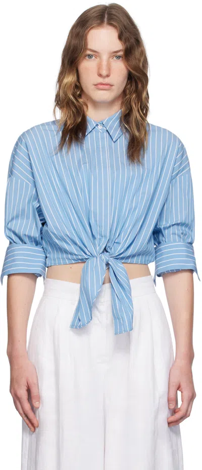 Staud Blue Lisa Shirt In Azst Azure Pinstripe