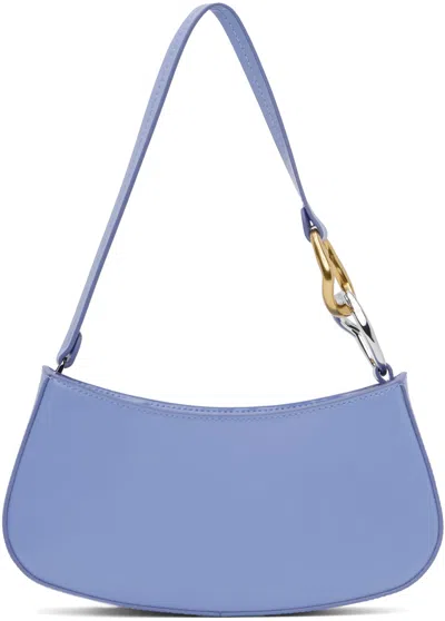 Staud Ollie Leather Shoulder Bag In Blue Hydrangea