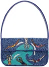 STAUD BLUE TOMMY BEADED BAG