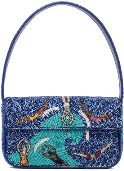 Staud Blue Tommy Beaded Bag In Swim Swimmers