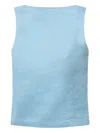 Staud Boa Boat-neck Linen Tank Top In Blue