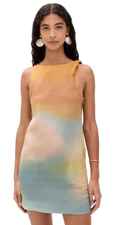 STAUD BOA LINEN DRESS PASTEL CLOUDS