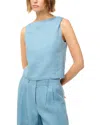 Staud Boa Twisted Sleeveless Linen Top In Slate Blue