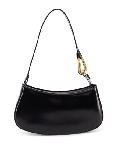 Staud Ollie Leather Shoulder Bag In Black