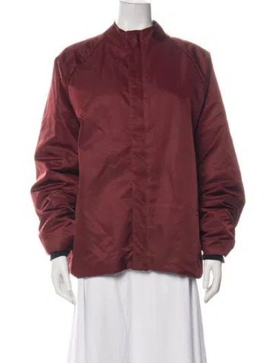Pre-owned Staud Bomber Jacket In Burgundy