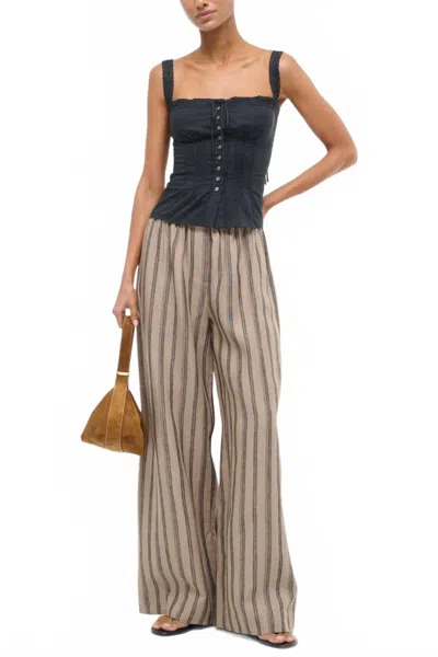 Staud Bonfire Linen Pant In Beige In Blue