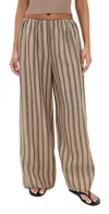 Staud Bonfire Striped Linen Wide-leg Pants In Neutral