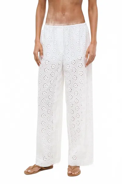Staud Bonfire Pant In White Eyelet