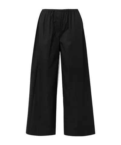 Staud Bonfire Cotton-blend Poplin Wide-leg Pants In Black