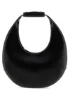 Staud Crescent Moon-shaped Mini Bag In Polished Black Leather In Black