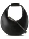 Staud Crescent-shaped Shoulder Bag In Glossy Black Leather In Black
