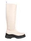Staud Side Zip Leather Boots In Neutral