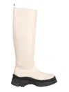 Staud Side Zip Leather Boots In White
