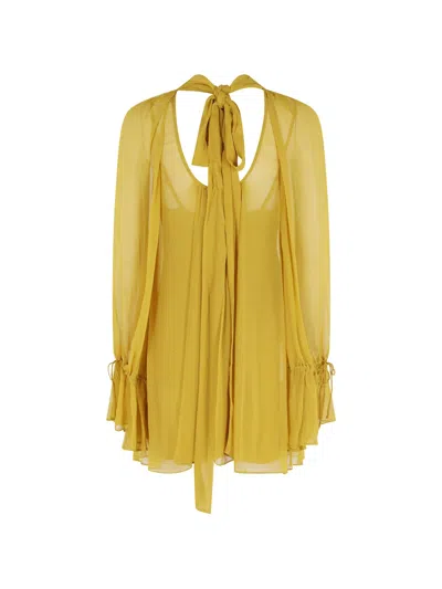 Staud Minikleid Mit Schleifenkragen In Gold