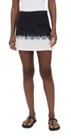 Staud Brava Linen Skirt In Onyx Tie Dye In Onyx Ombre
