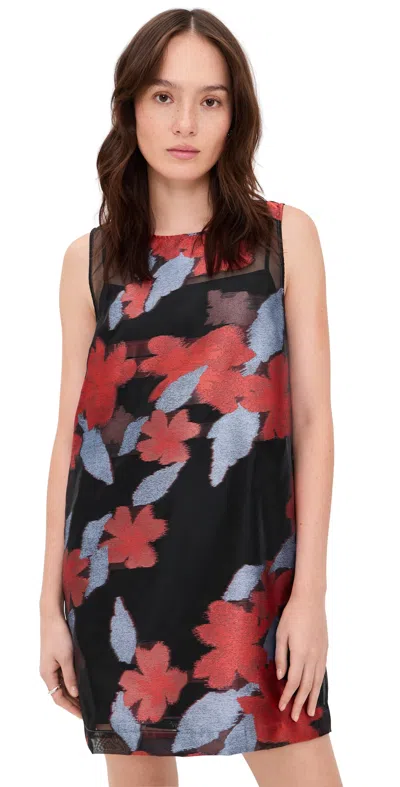 Staud Brea Floral-detail Sleeveless Mini Dress In Brown