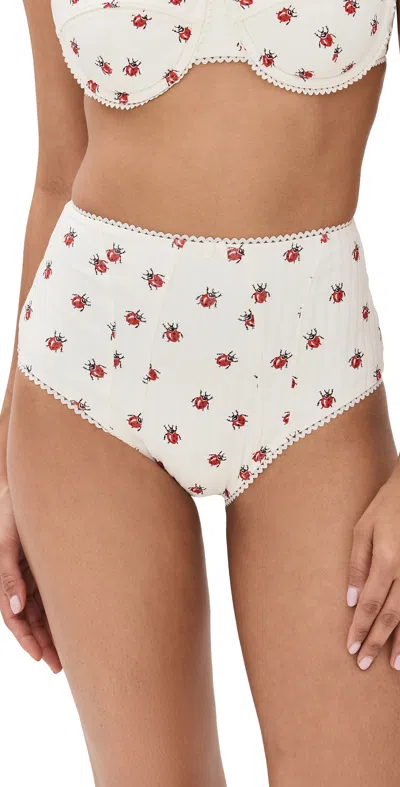 Staud Brenton Highrise Bikini Bottoms Ladybugs