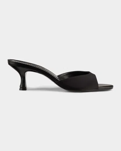 Staud Bridgette Satin 55mm Mules In Black Sati