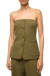 Staud Brigade Strapless Twill Bustier Top In Sergeant Green