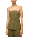 Staud Brigade Strapless Twill Bustier Top In Sergeant Green