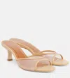 Staud Brigitte 55 Leather-trimmed Mesh Mules In Beige