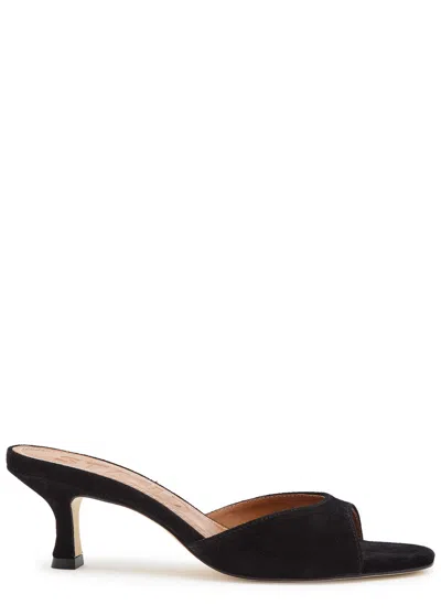 Staud Brigitte 60 Brushed Suede Mules In Black