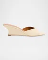 Staud Brigitte Leather Wedge Mules In Neutral