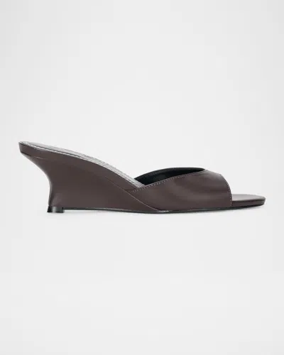 Staud Brigitte Leather Wedge Sandals In Brown