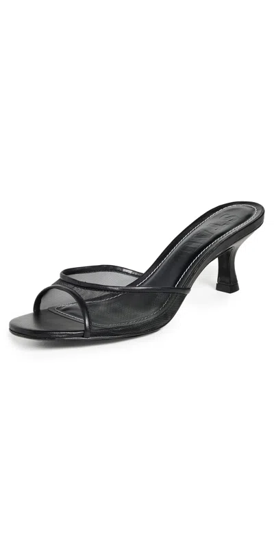 Staud Brigitte Leather And Mesh Mules In Black