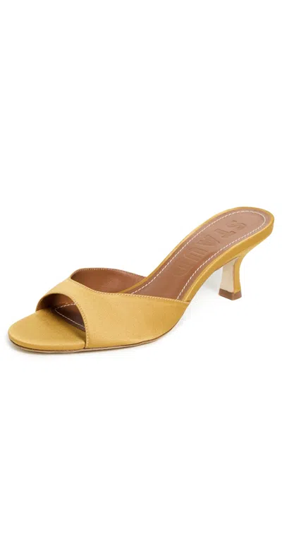 Staud Brigitte Leather-trimmed Mules In Burgundy