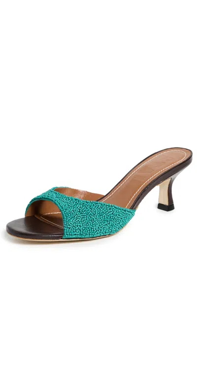 Staud Brigitte Mules Teal In Blue