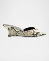 Staud Brigitte Snake-embossed Leather Wedge Mules In Multi