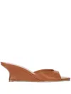 Staud Brigitte Leather Wedge Mules In Orange