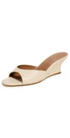 Staud Brigitte Leather Wedge Mules In White