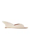 Staud Brigitte Leather Wedge Mules In Neutral