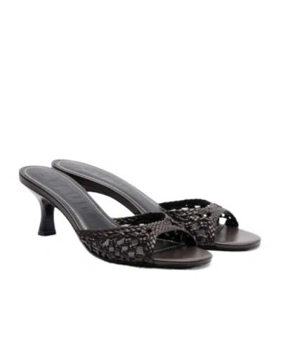 Staud Brigitte Woven Leather Mules In Black