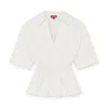 Staud Bristol Stretch Cotton Peplum Top In Ivory