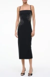 Staud Britney Embellished-detail Midi Dress In Black