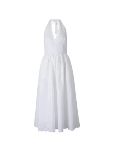 Staud Broderie-anglaise Halterneck Dress In White