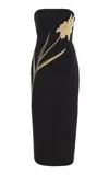 Staud Brooke Beaded Strapless Dress In Black