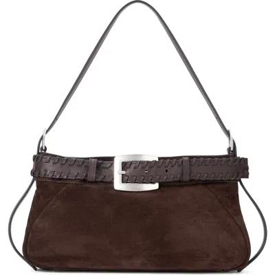 Staud Brooklyn Small Suede Shoulder Bag In Brown