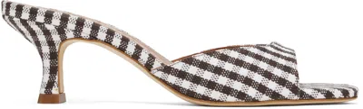 Staud Brown & White Brigitte Mule Heeled Sandals In Dcmc Dark Chocolate
